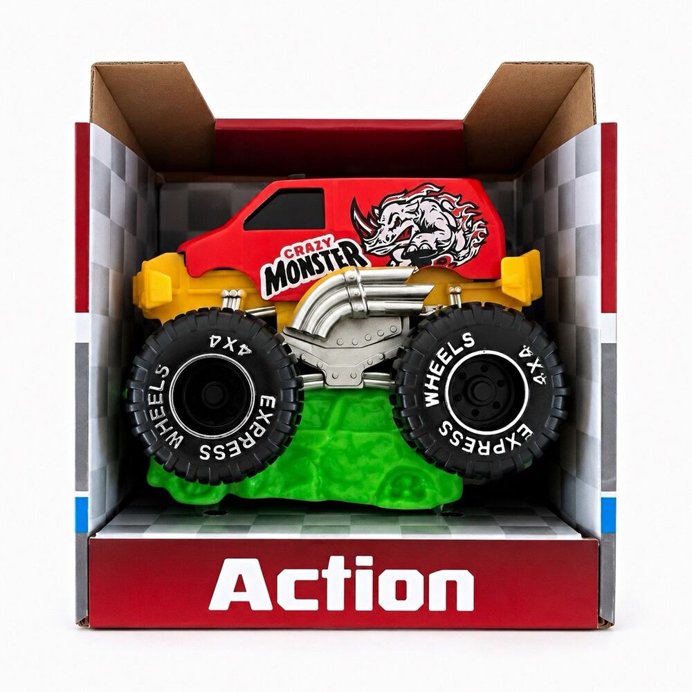 Turbo Wheels Action Crazy Monster 1:64 Diecast Monster Truck Red/Green/Black